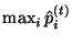 $\max_i \hat{p}_i^{(t)}$