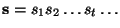 $\mathbf{s}=s_1 s_2 \ldots s_t \ldots$